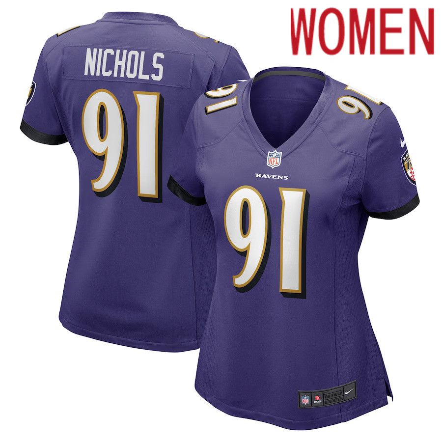 Women Baltimore Ravens #91 Rayshad Nichols Nike Purple Game Player NFL Jersey